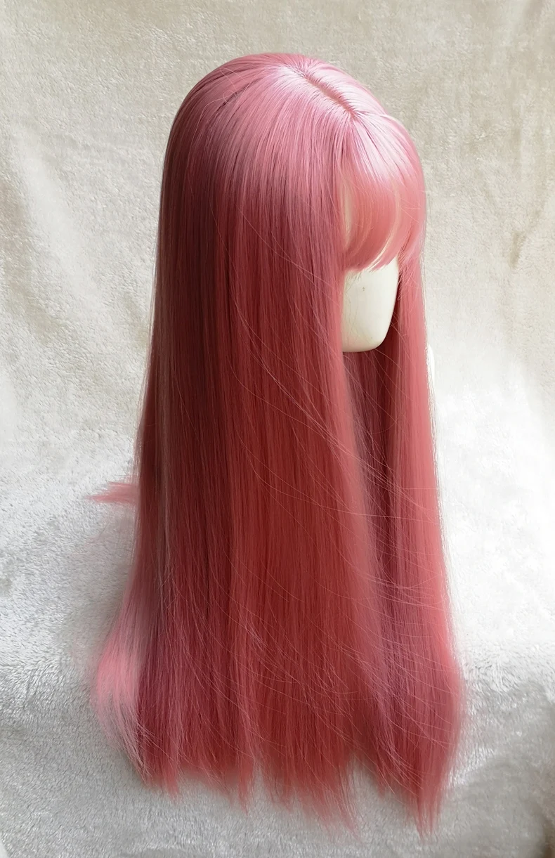 Perruque synthétique Harajuku Kawaii Lolita pour fille, cheveux longs et lisses, perruques de Costume de Cosplay + bonnet de perruque