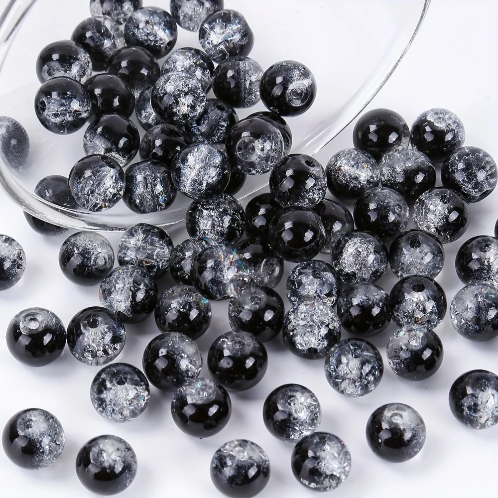 50-200pcs 6-10mm black and white acrylic cracked beads, suitable for women, DIY bracelets, necklaces, jewelry materials