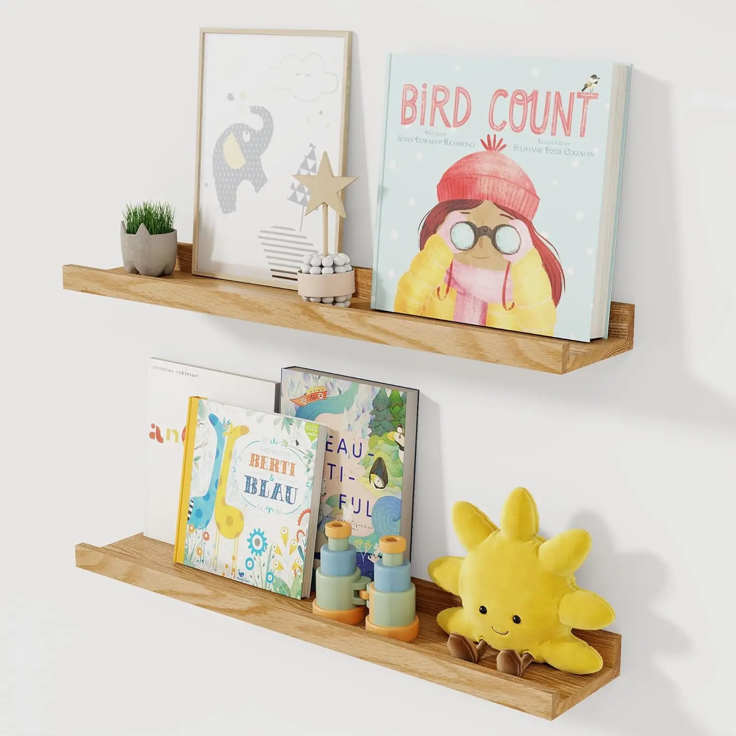 

Набор из 2-х 24-дюймовых настенных полок из массива ясеня с бортиком, для декора гостиной и спальни