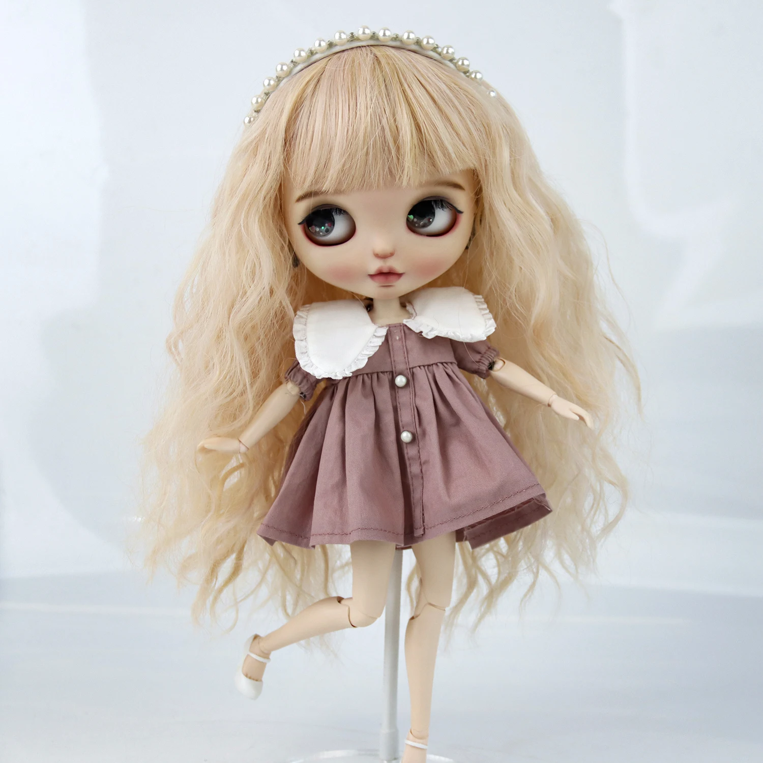 

New Blythe Doll Hair 9-10'' 24-25CM Adorable Long Wave With Bangs Doll Wigs Mohair Blythe Pullip Doll Hair Accessories DIY Gifts