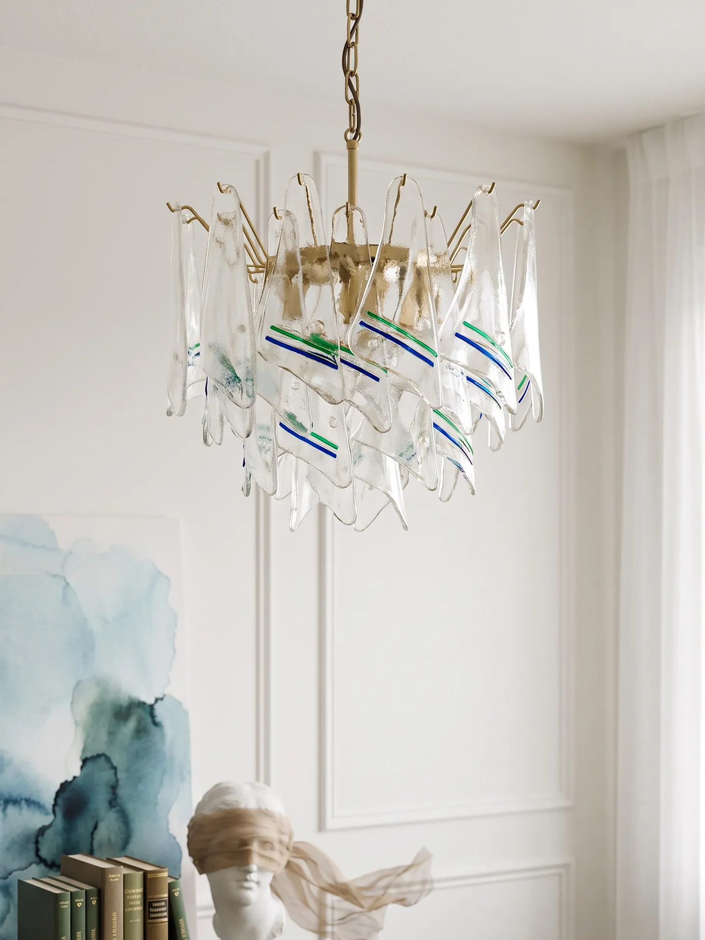Italian Murano Handmade Glass Restaurant Pendant Light French Retro High-End Bedroom Room Fixture