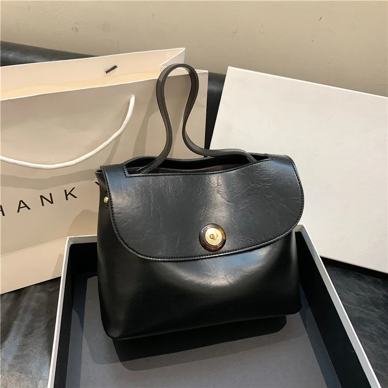 Women's Tote Bag Handbag Shoulder Bag New Fashionable Simple Atmospheric Solid Color Versatile Large Capacity Commuting Bag