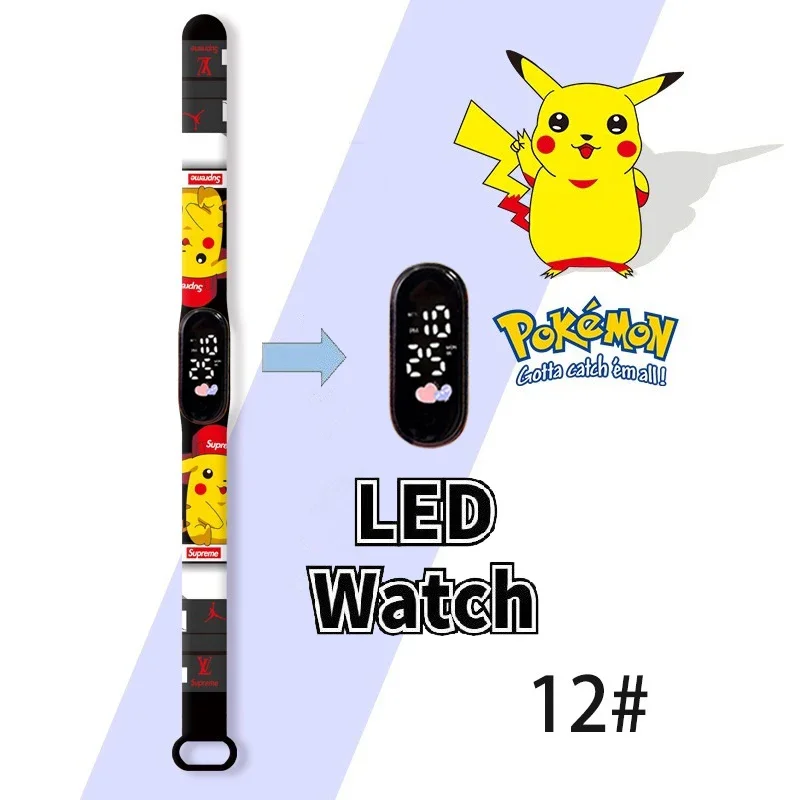 Pokémon Digital Watch for Kids, Silicone LED Watch, Puzzle Toys, Presentes para Crianças, Anime, Pikachu, Squirtle, Eevee, Charizard, Estudante, Novo