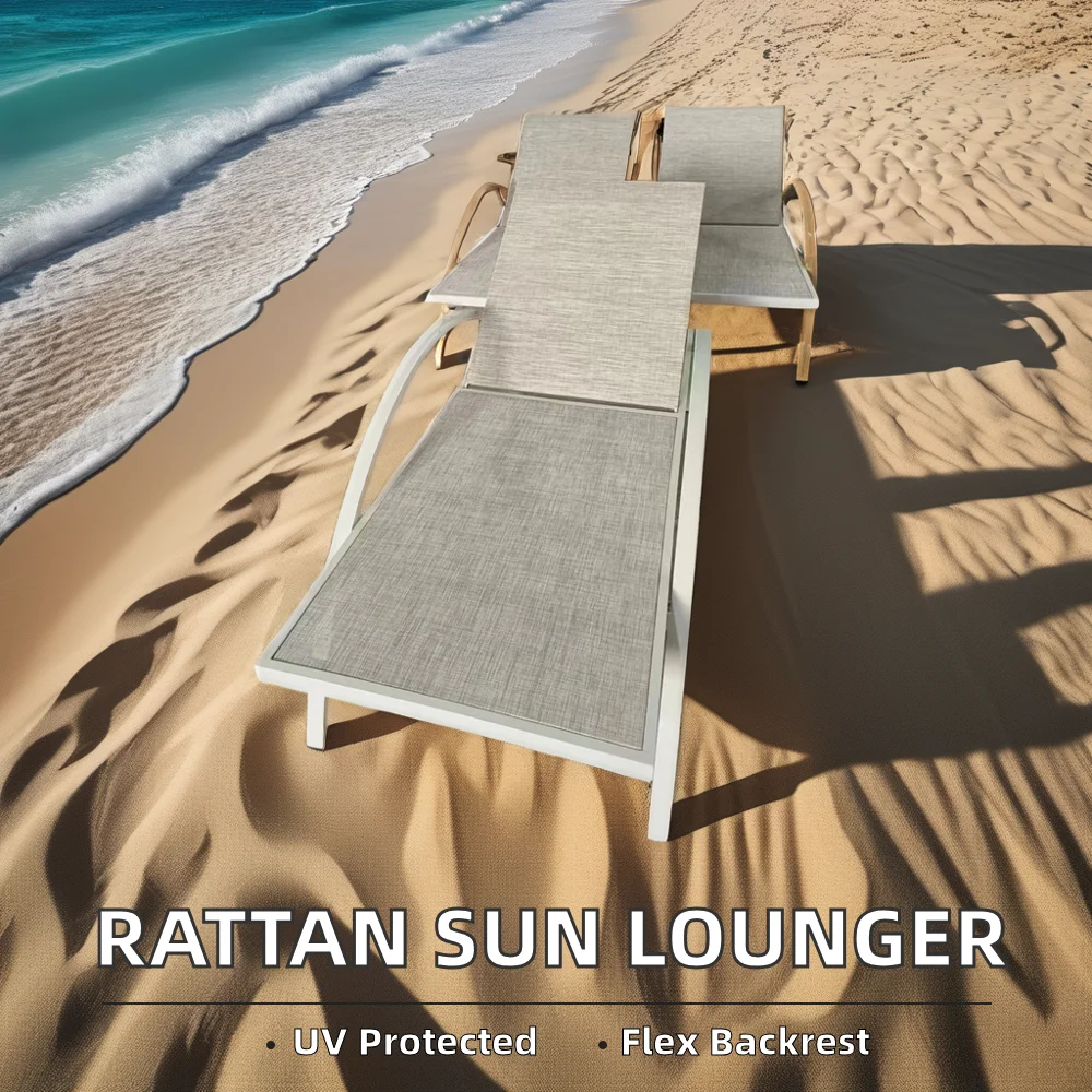 

NEW Aluminium Frame Beach Swimming Pool Lounge Chair Outdoor Sun Loungers With Handle for Sea Side for Hotel