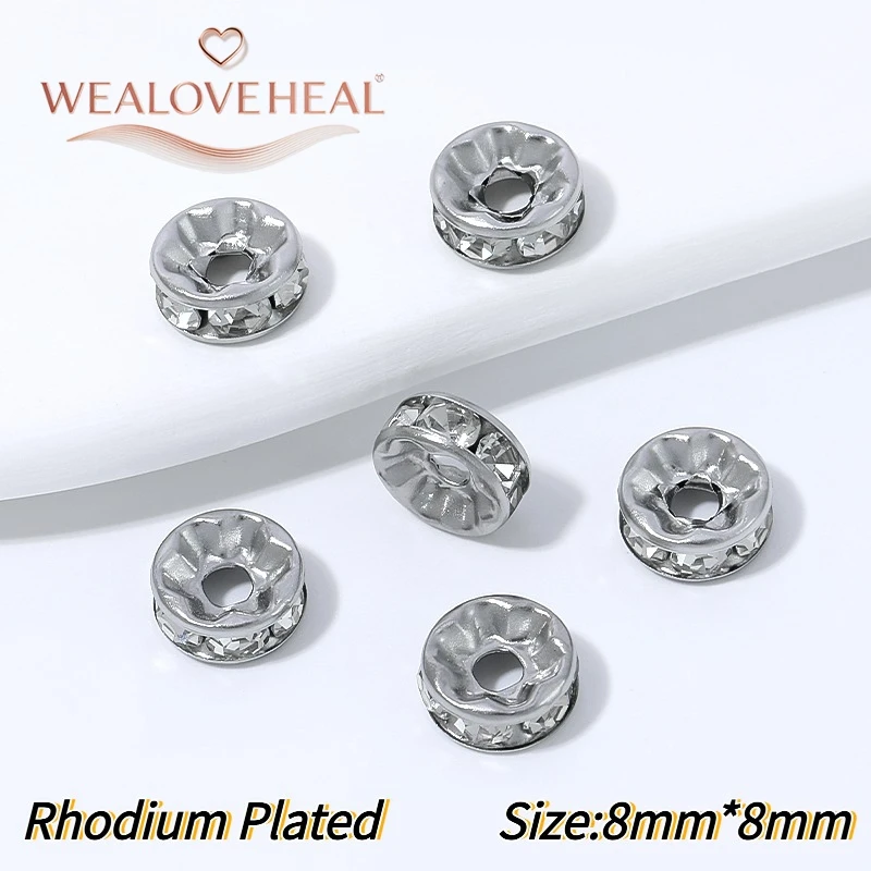 20 Stück 18K vergoldete Messing-Strass-Abstandshalterperlen, 6/8/10MM quadratische, runde, gehämmerte Trennperlen, DIY-Perlenherstellungszubehör – Detail 26