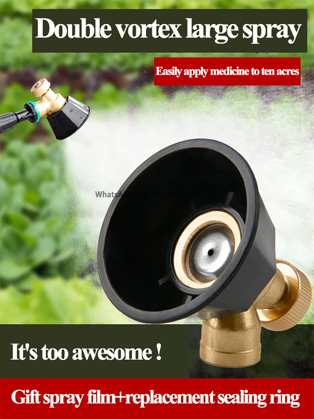 Adjustable Sprinkler Head Alloy Black Cyclone Nozzle, Agricultural Atomization for Garden Fruit Vegetable