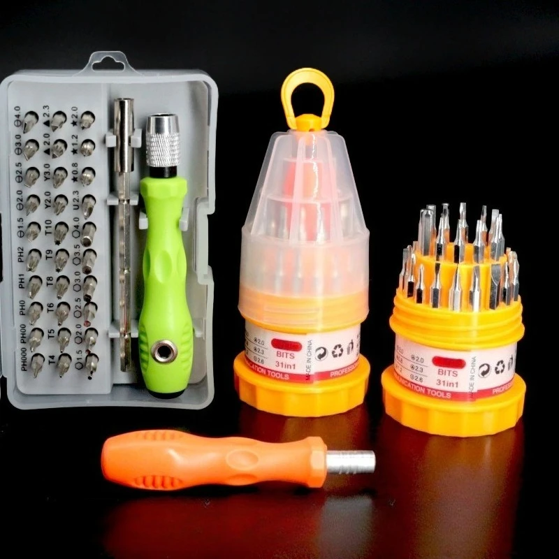 31-in-1 Screwdriver Bit Set with Hanging Hook Portable Tower Storage Box for Electronics Repair
