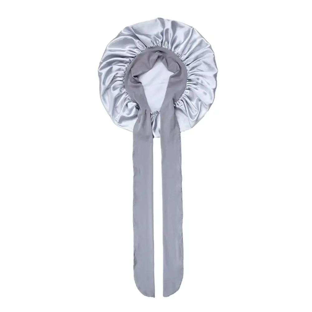 Satin Sleep Bonnet Adjustable Silk Satin Hair Bonnet for Women Night Sleep Cap with Tie Band Solid Color Wrap for Braids Curly