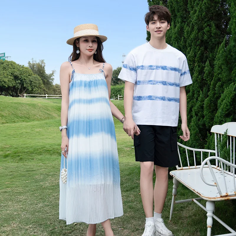 Holiday Family Matching Brothers Sister Clothes Vacation Mom Daughter Dress Resort Dad Son T Shirts Parent-child Outfit Couples