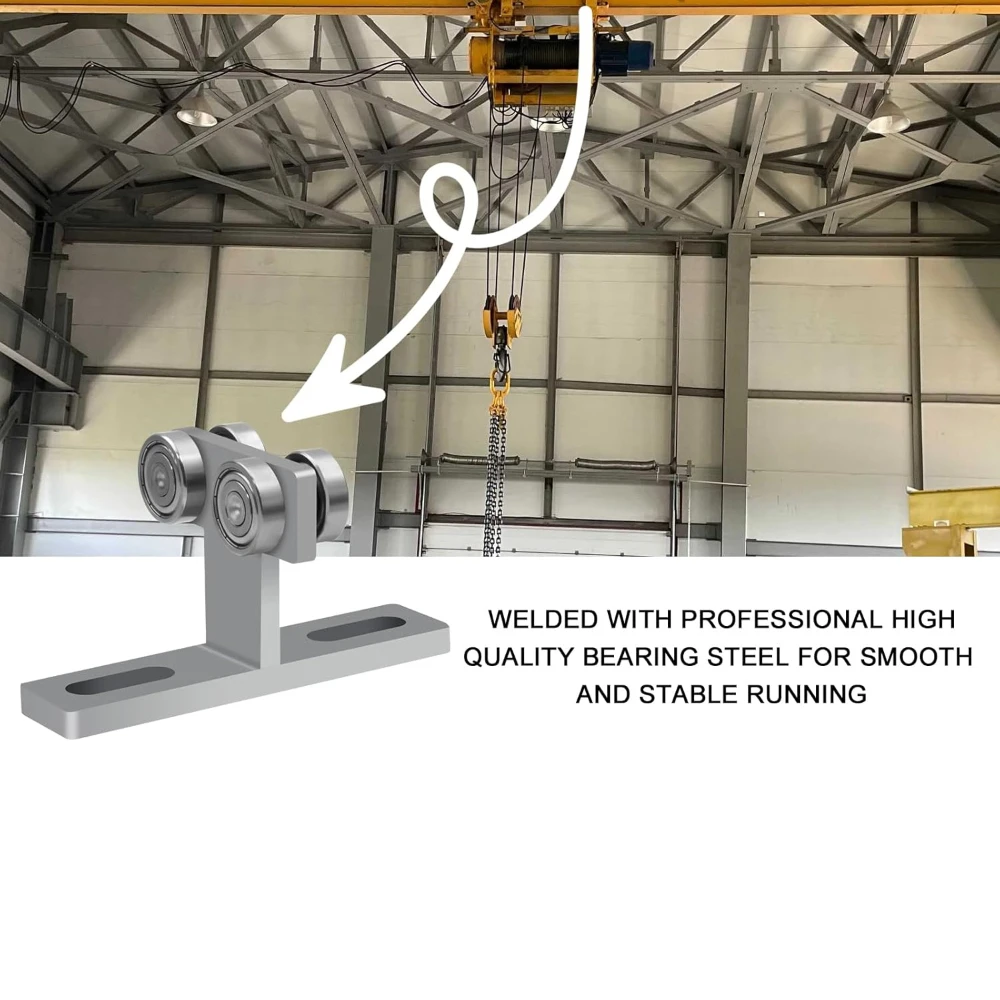 Rullo di installazione per paranco elettrico da 2 pezzi da utilizzare con larghezza 1-5/8" e tutto da 1-5/8" o carrello a 4 ruote con puntone più alto