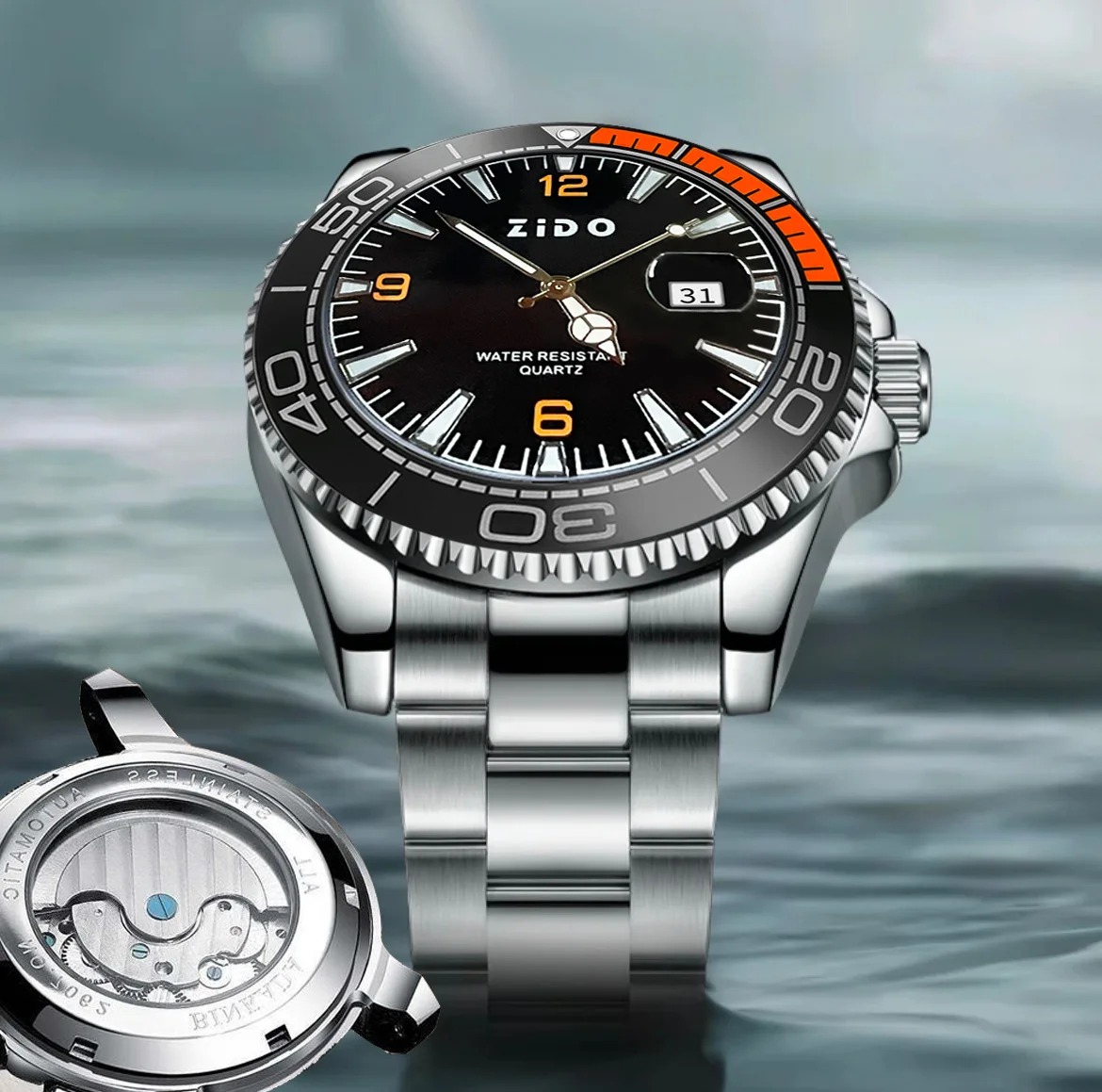 ساعة UTHAI للرجال مقاومة للماء من الفولاذ المقاوم للصدأ ، جمال عالي ، رياضة الأعمال ، ساعة كوارتز عصرية للذكور ، حركة يابانية