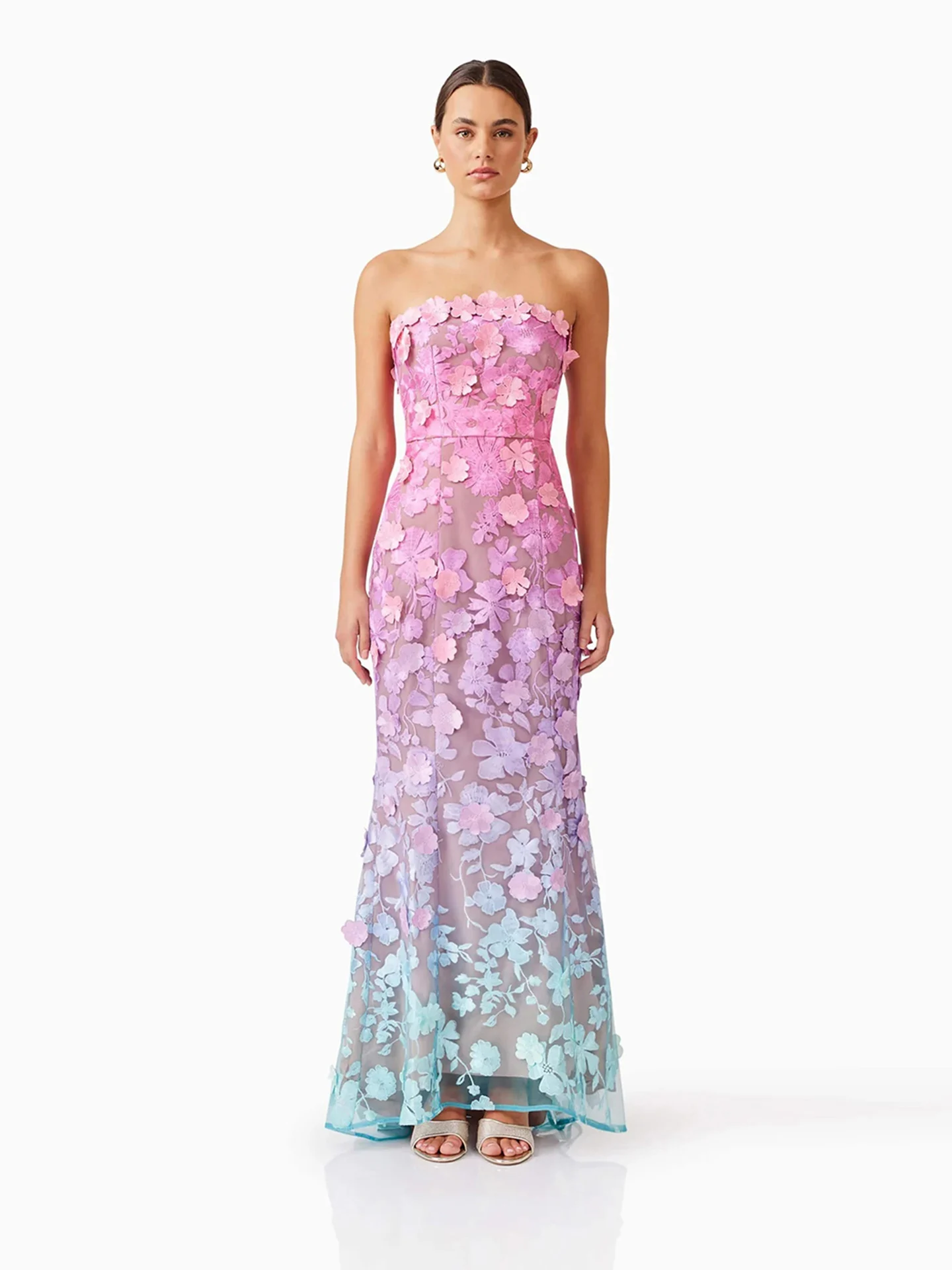 

VGH adient Color One-oulder Svel Mermaid Silhouette Slimming Floral Long Dr Ele Ladylike Sle Evening Gown