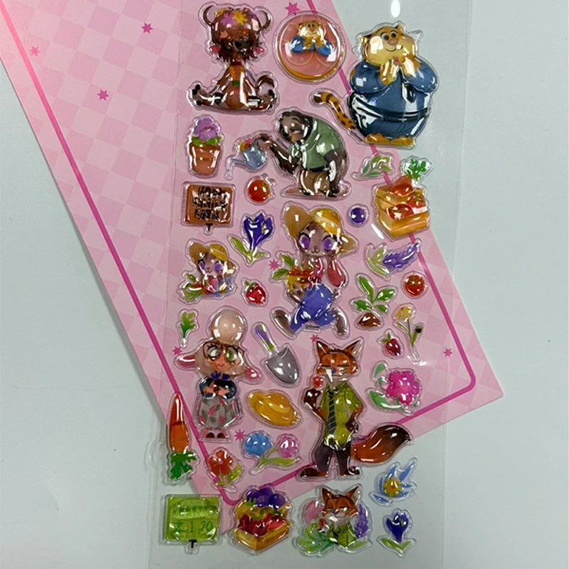 Anime Zootopia Disney serie lindo dibujo animado Judy Nick 3D pegatina en relieve decoración Kawaii funda de teléfono portátil pegatina de juguete