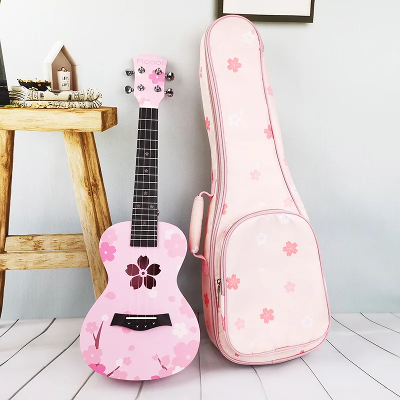 21 Inch Pink Soprano Ukulele Beginner Kids Student Mini Guitar Cherry Blossom Sakura Lightweight Portable Travel Gift Guitars view 3