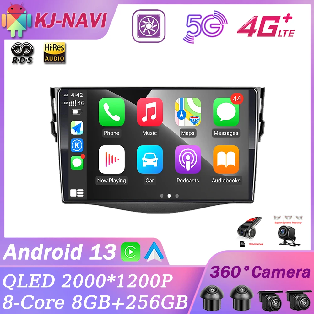 Android 13 For Toyota RAV4 Rav 4 2005 - 2013 Car Radio Carplay GPS Navigation QLED Touch Screen Auto Stereo Multimedia Player