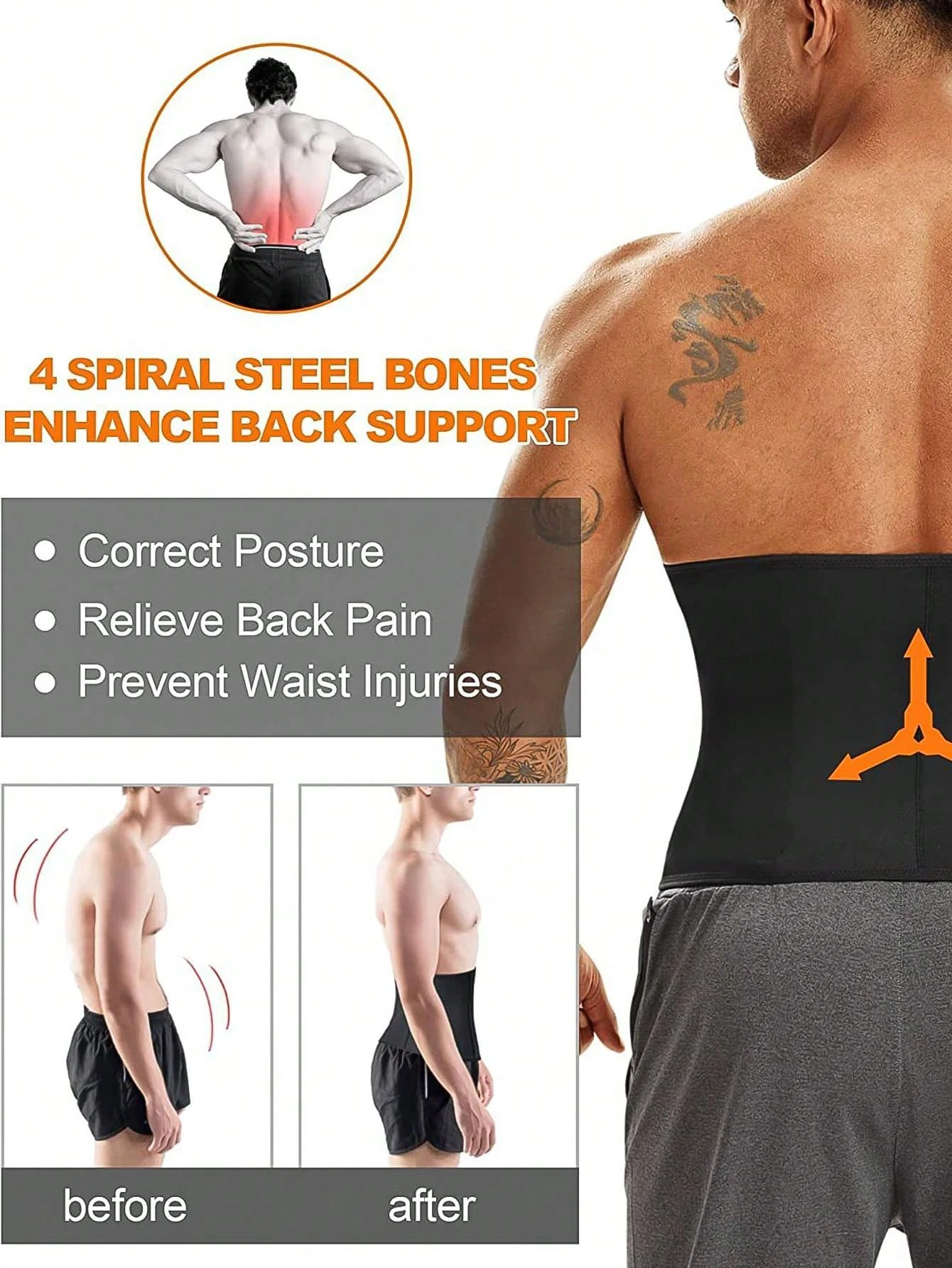 ملابس داخلية من النيوبرين، مشد خصر للبطن والرياضة واللياقة البدنية مع سحاب وأبازيم، ملابس تنحيف من النيوبرين سريعة الحث للعرق