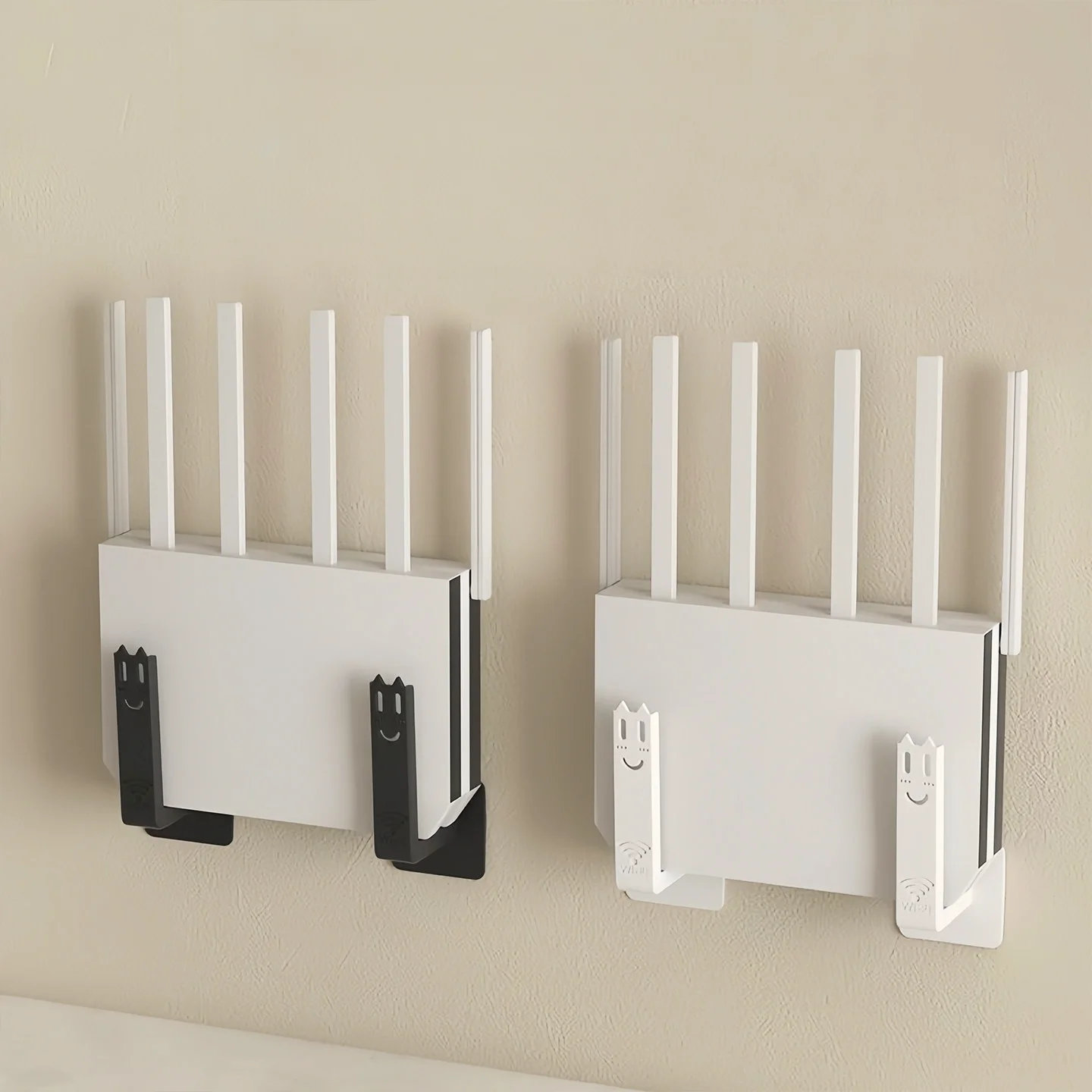 Suporte de parede para receptor de TV, rack de montagem para roteador sem necessidade de furar, organizador prático com ganchos auxiliares para sala de estar