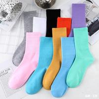 Harajuku Women Girls Socks Cotton Breathable Long Business Socks Solid Color Sox Outdoor Sports Streetwear OOTD Stocking Hosiery
