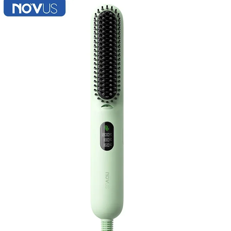 NOVUS 2 in 1 Electric Hot Heating Comb Hair Straightener Curler Wet Dry Hair Iron Straightening Brush Hair Styling Tool