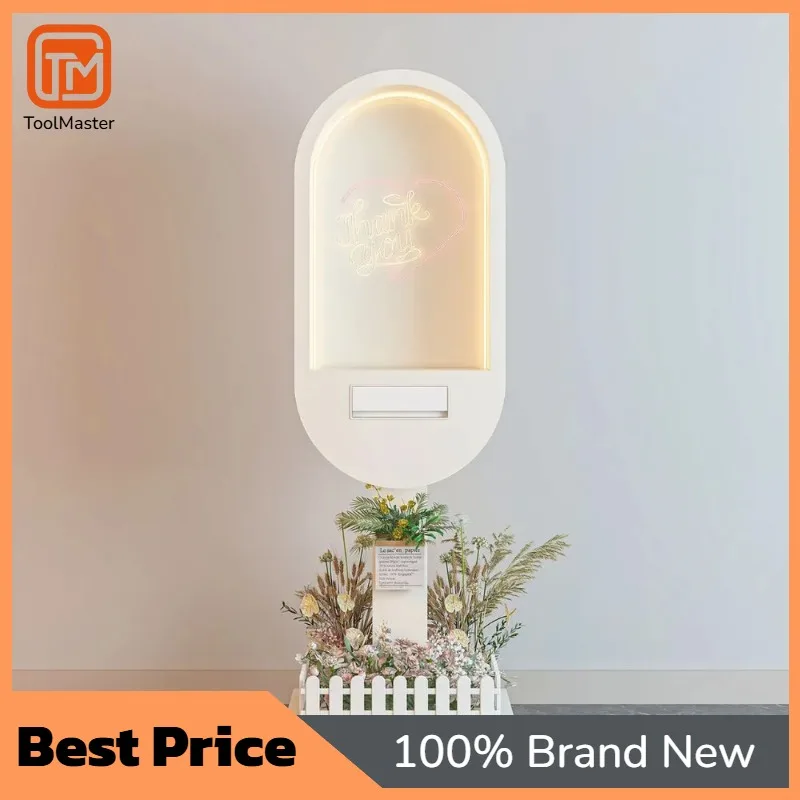 【Hot Sale】LED Light Up Wedding Phone Booth – Multicolor White Photo Booth With Guest Book Rack