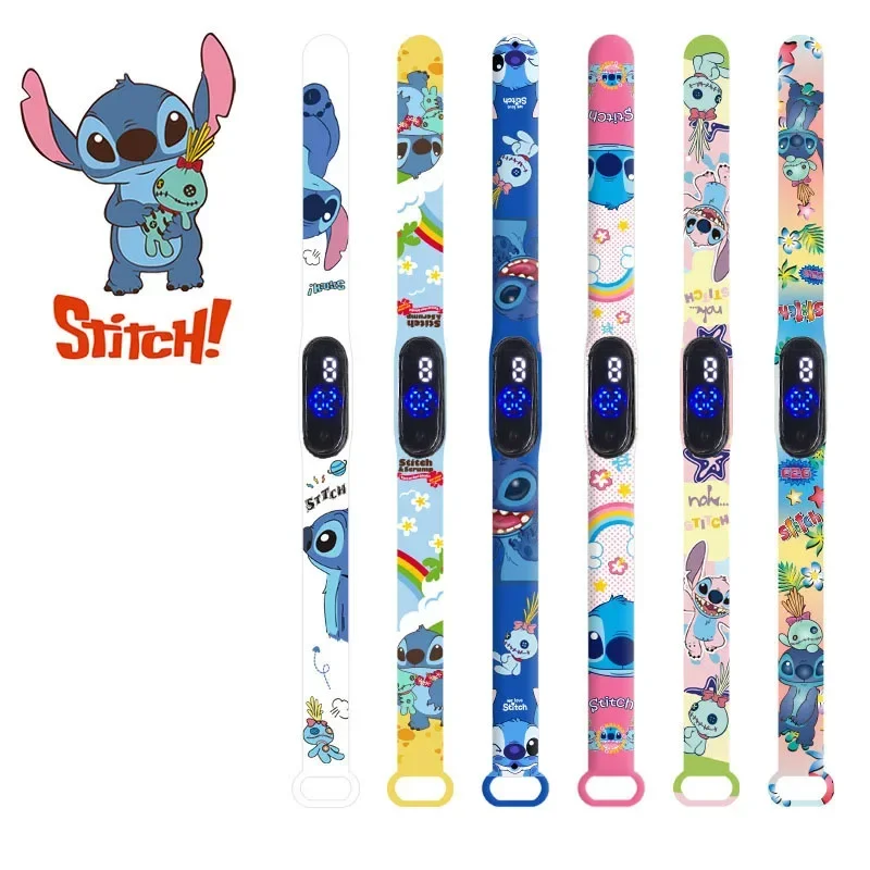 Disney Children\'s Watches Anime Figures Stitch LED Luminous Watch Touch Waterproof Electronic Sports Watch Kids Birthday Gift