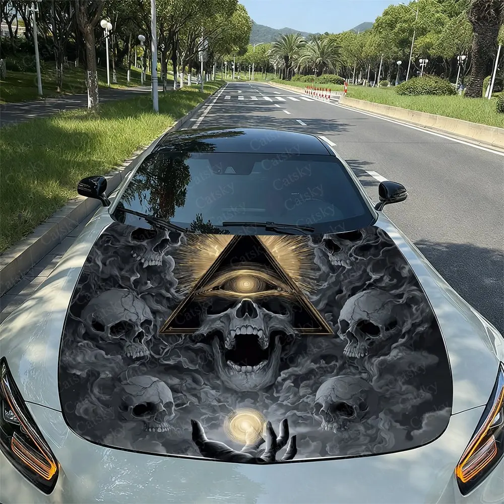 

Dark Death Terrifying Skull Sticker Decoration Car Hood Decal Sticker, Durable Car Vinyl Wraps Suitable For Most Vehicles, Car E