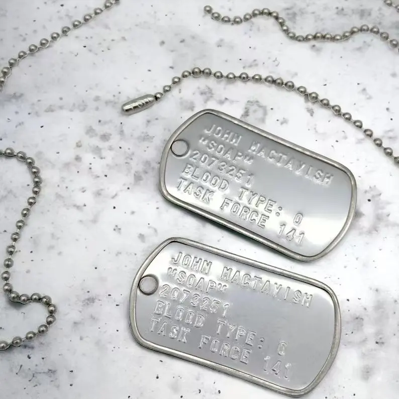 Game Call Of Duty John 'SOAP' MacTavish Military COD Dog Tag Set Cosplay Replica Stainless Steel Chains Included