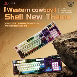 AJAZZ AK35l V4 Wireless Gaming Mechanical Keyboard with Screen 100% LayoutGasket Hot Swap 104 Keys Custom Keyboard For Games