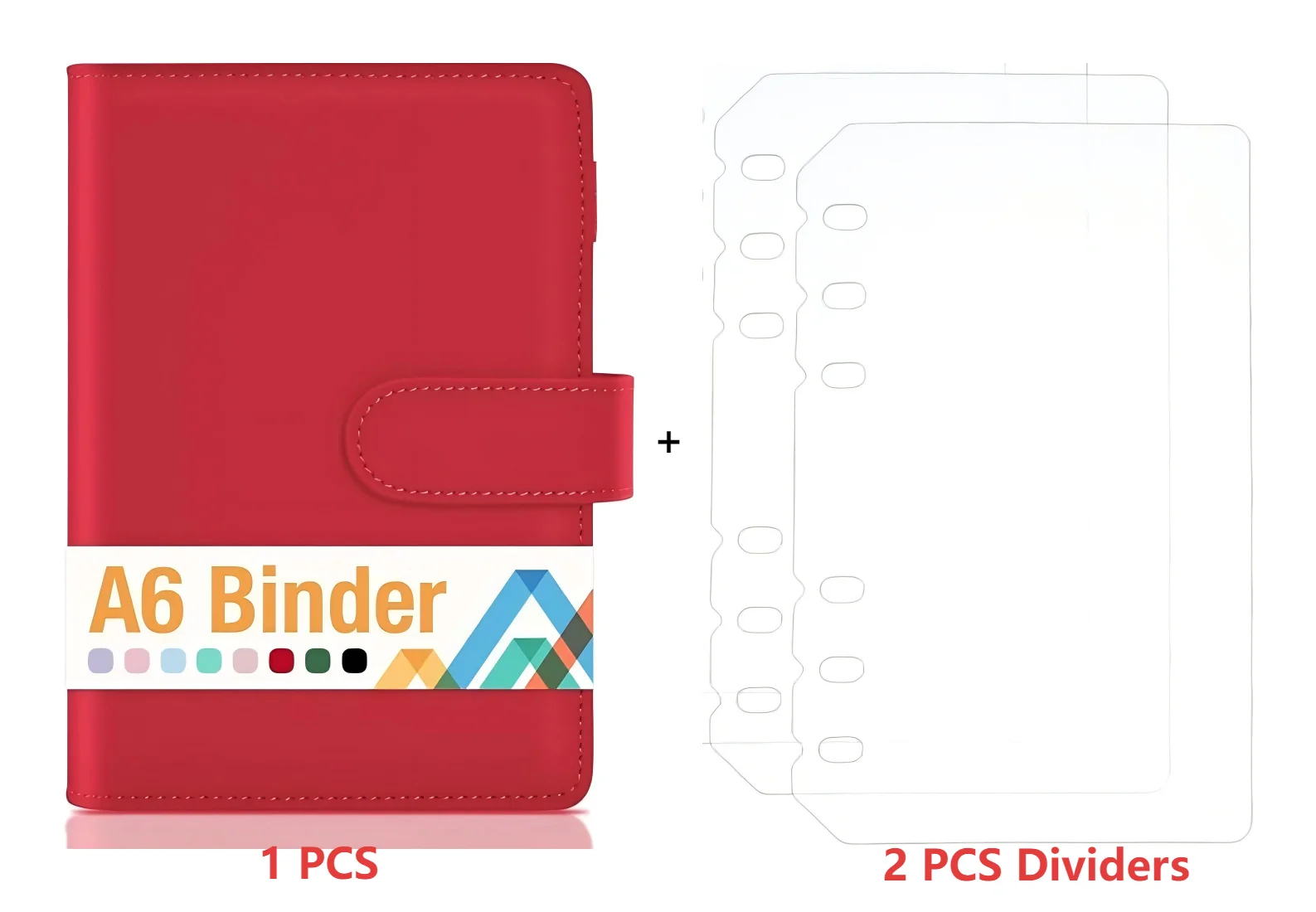 غطاء دفتر ملاحظات من جلد البولي يوريثان مقاس A6 قابل لإعادة الملء مكون من 6 حلقات لورق إعادة تعبئة A6، مع قطعتين فواصل علامة تبويب قابلة للإدخال مقاس A6 #1