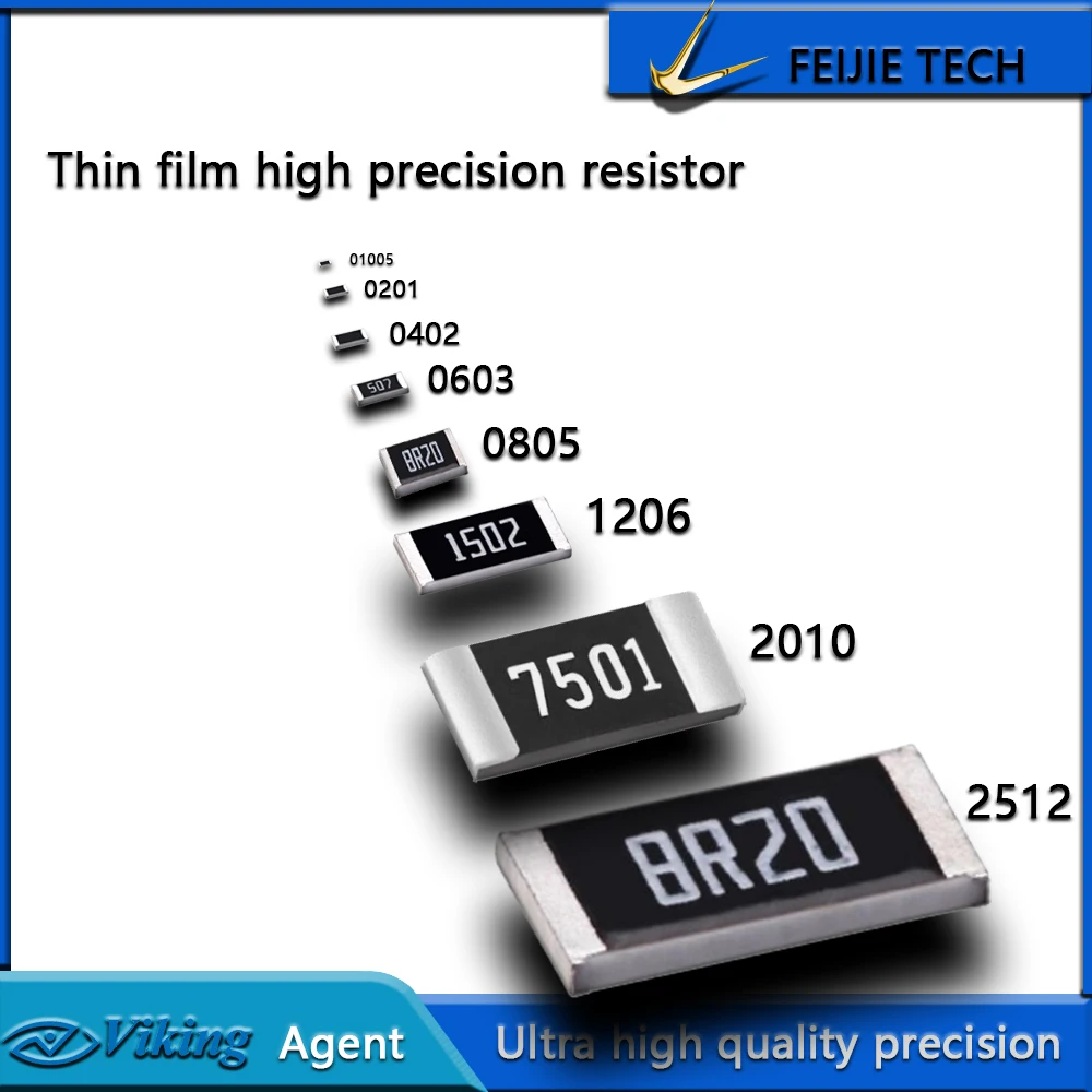 5PCS/lot 0603 0.01% 25PPM high-precision resistor 1R 10R 50R 100R 150R 200R 470R 680R 910R 1Kohm 2Kohm 10Kohm