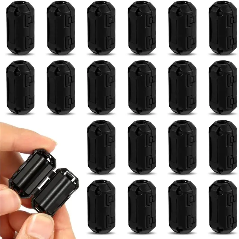 

FULL-For 7Mm Diameter Clip-On Ferrite Core Bead Ring RFI EMI Noise Suppressing Suppressor Cable Clamp Clip Filter 20Pcs