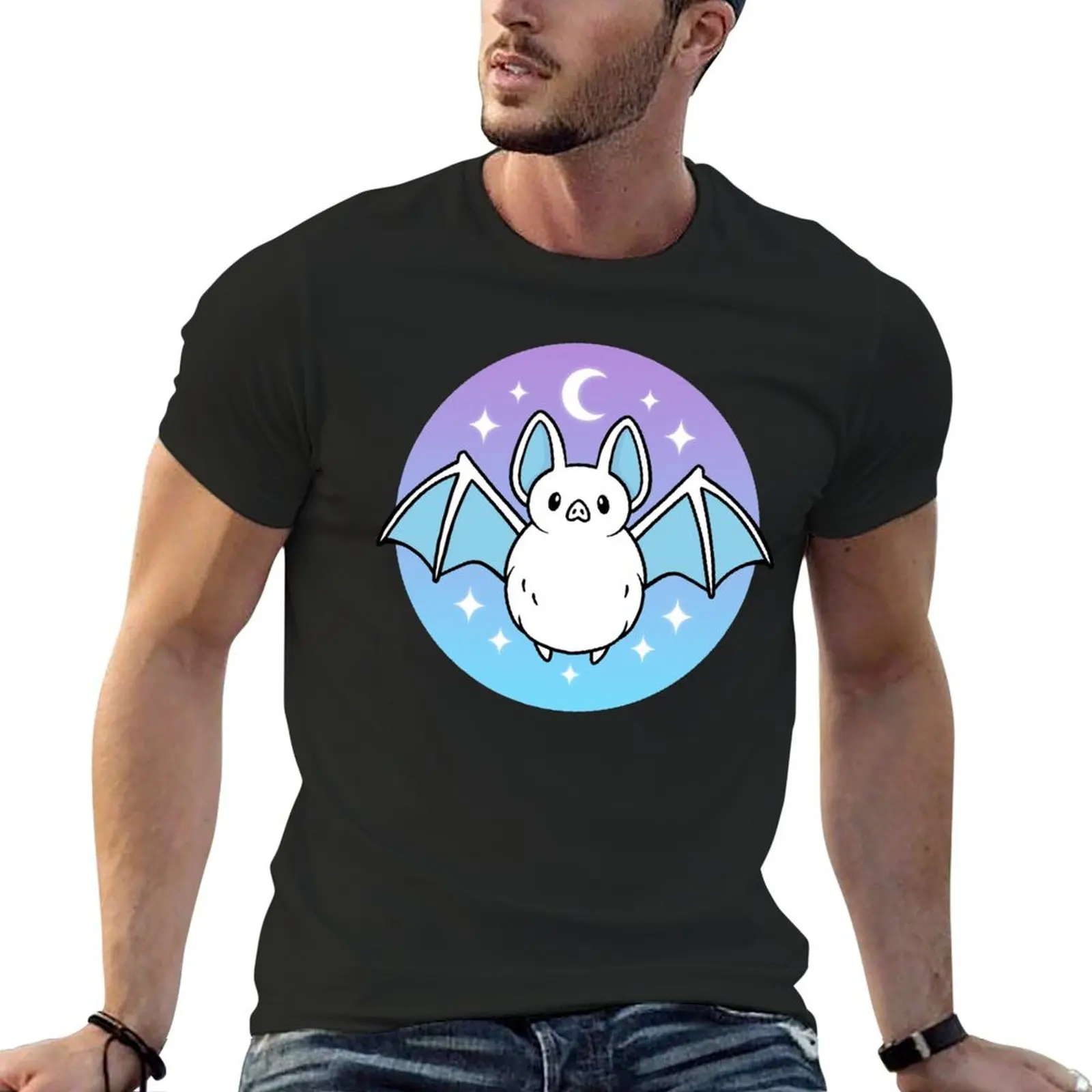 Cute Night Bat Nikury T-Shirt summer tops oversized graphic tee tops plus size tops heavy weight t shirts for men