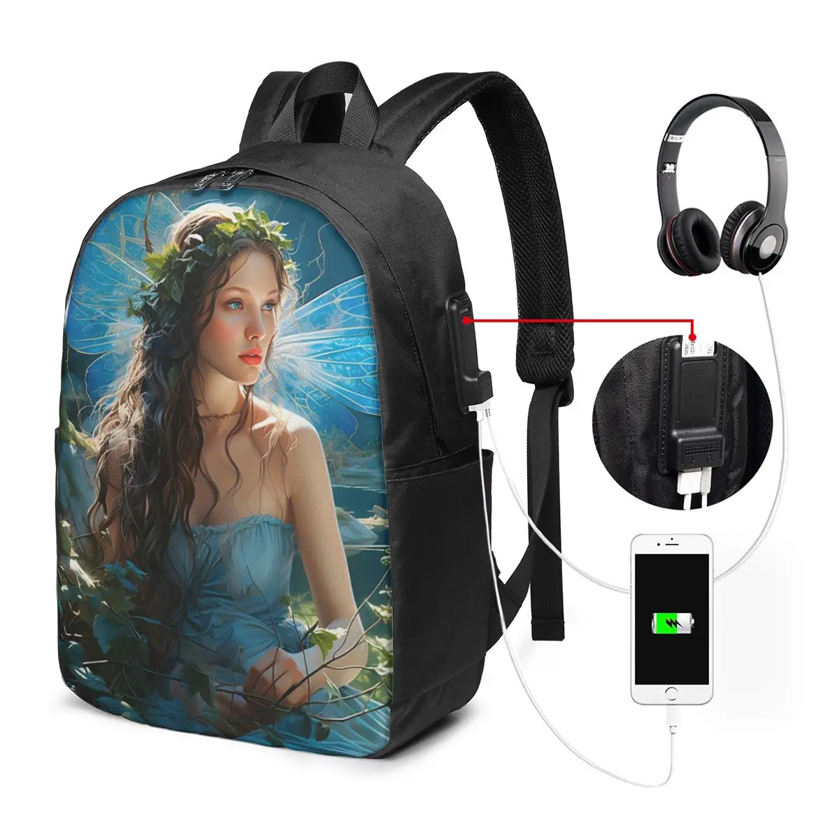 Enchanting Fairy By The Lake Backpack Travel Notebook Bag Computer College Student School Bag Laptop Shoulder Bags for Men Women