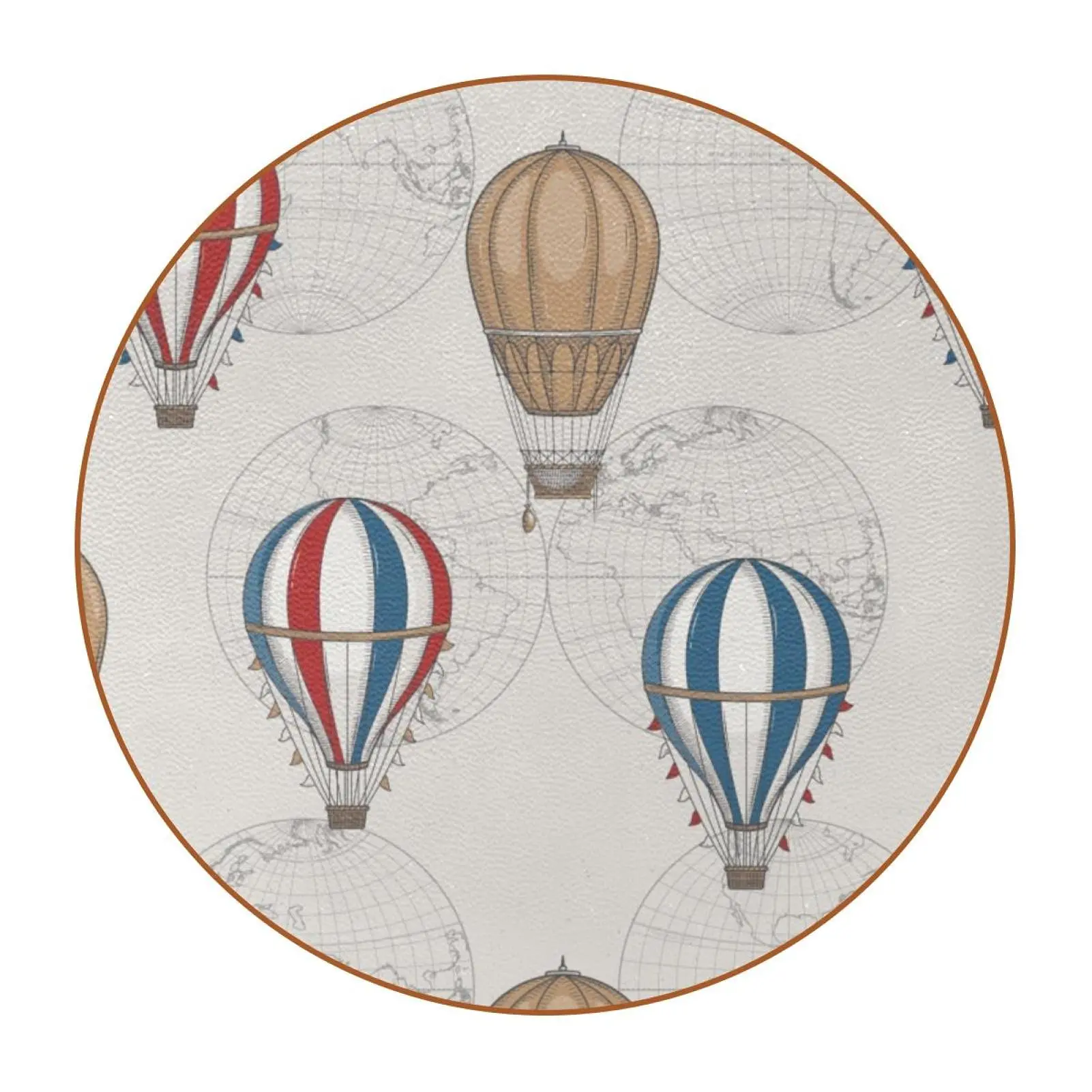 Round Coaster Hot Air Balloon Coasters for Drinks Skid Cups Place Mats Set of 1 Room Decor Coasters for Cups Mugs Glass Coffee