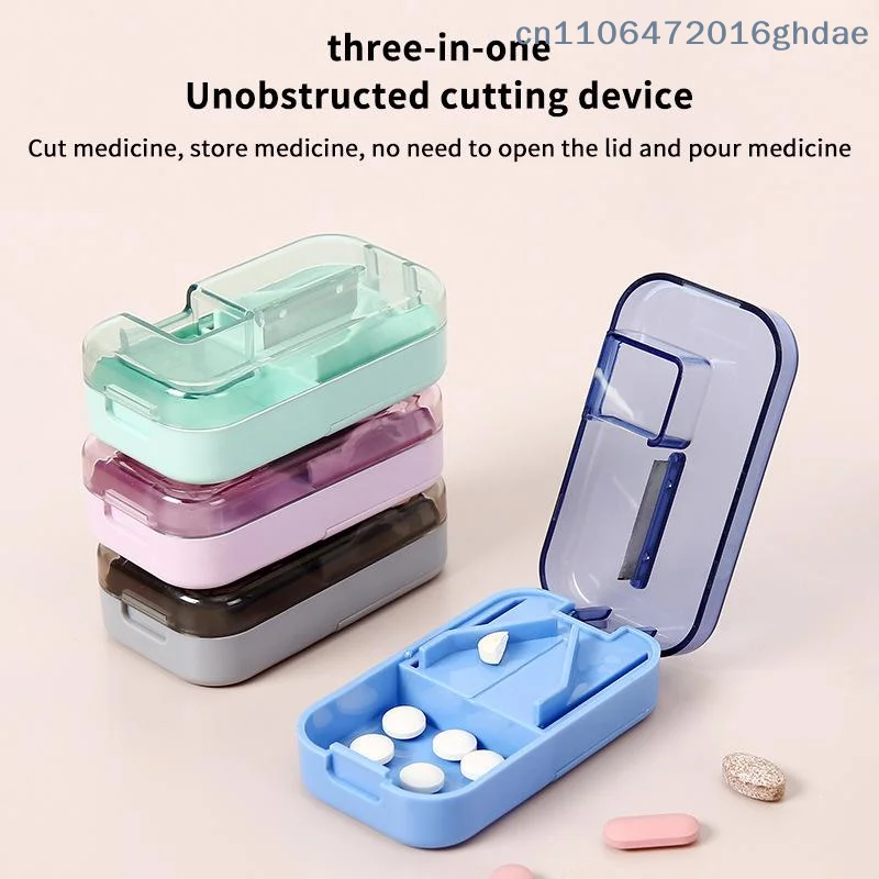 (Sommer6) Multifunktionaler Medikamenten-Tablettenschneider Pillenschneider Tabletten-Aufbewahrungsbox Medikamenten-Splitter Mini Tragbarer Pillenspender