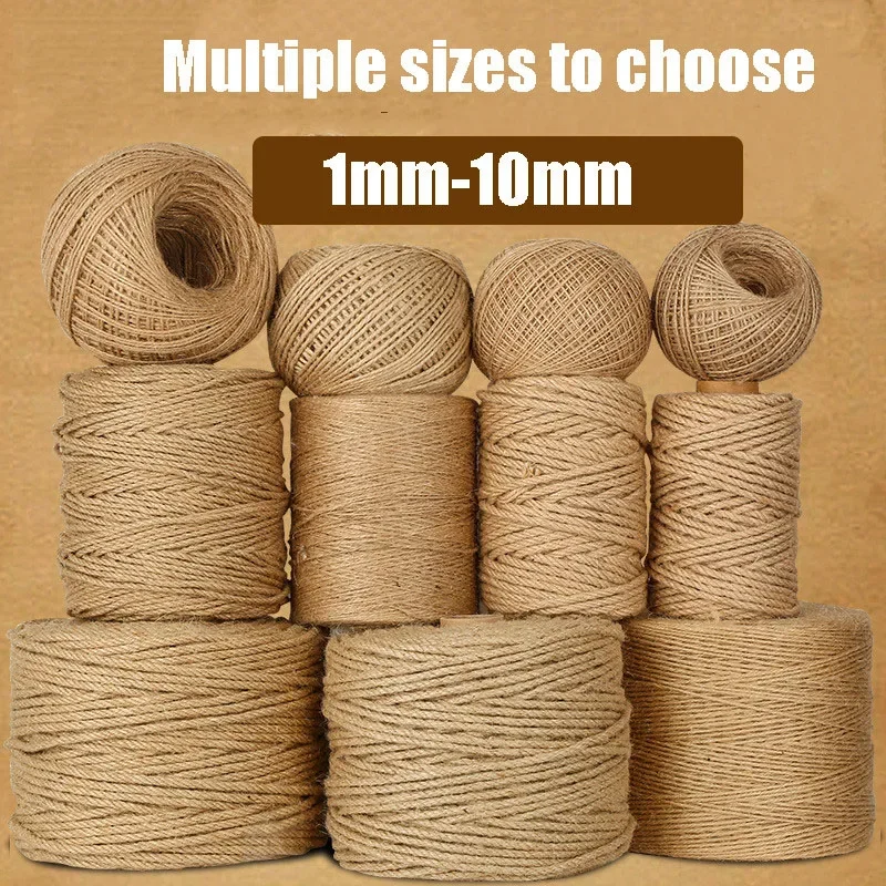 1-10MM Natural Hessian Jute Twine Jute Rope Burlap Rope Burlap String for DIY Crafts Gift Wrapping Wedding Christmas Decor