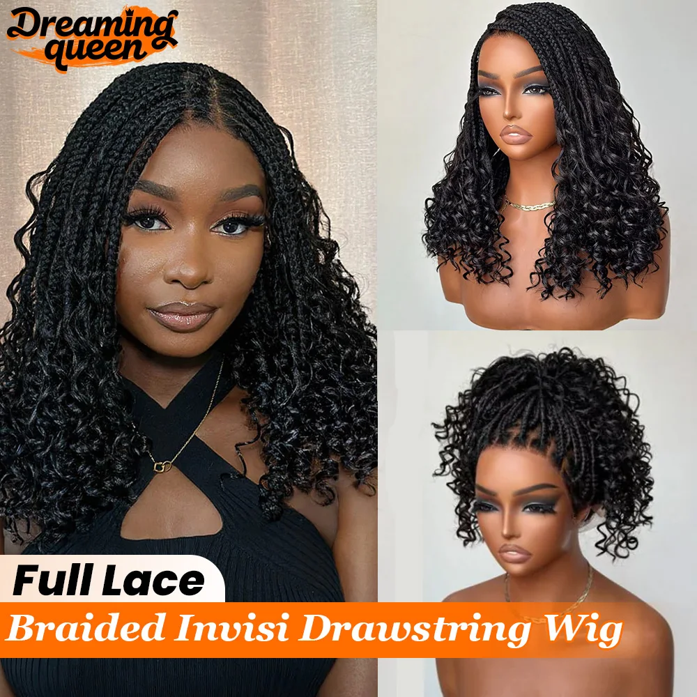 

Натуральный черный цвет, полный кружевной без узлов, богемные плетеные кудри, парик на шнурке Invisi Dreaming Queen, 180% синтетический парик с глубокими волнами