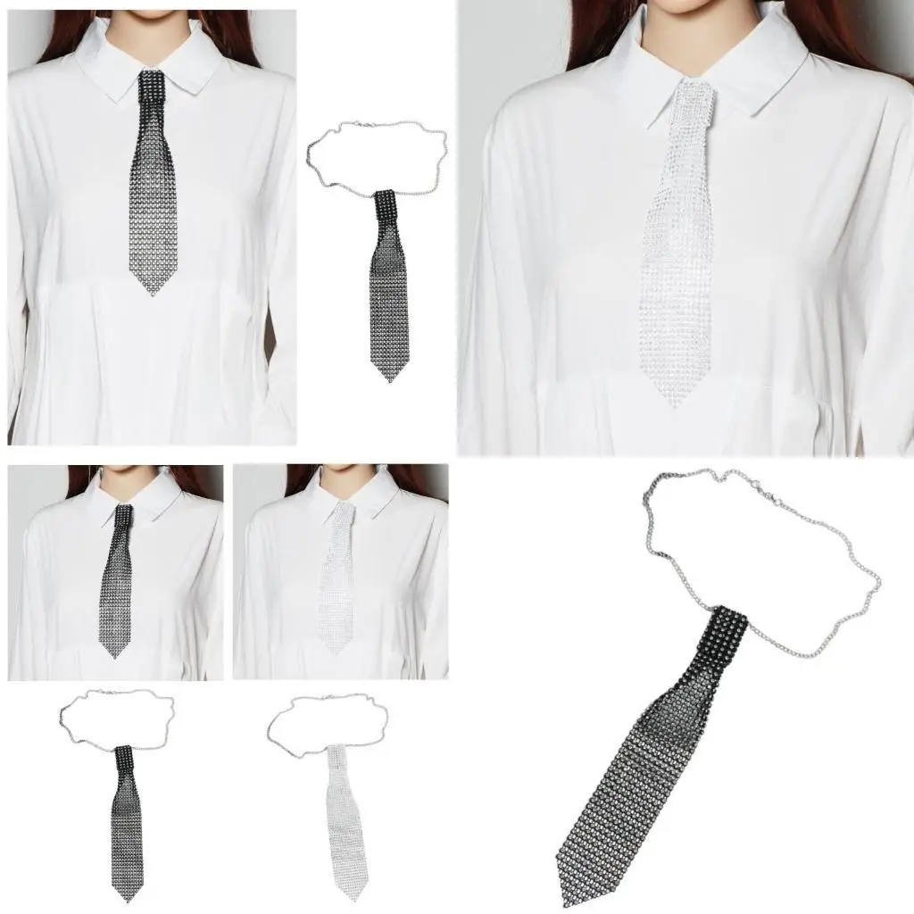 

652F Luxurious Neck Tie Nightclub Cosplay Costume Necklace Girl Formal Event Necktie Festival Collar Neck Tie Party Neckwear