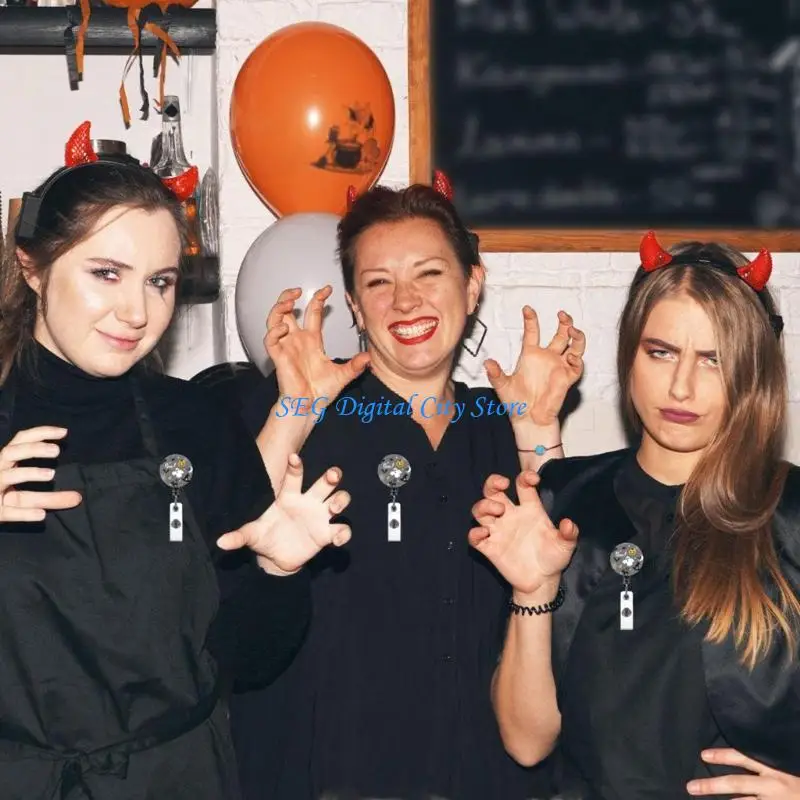 U75B حامل بطاقة الهالوين الرقبة الحبل المعلم الحبل القرع الرقبة حزام قابل للسحب شارة حامل للطلاب البالغين #4