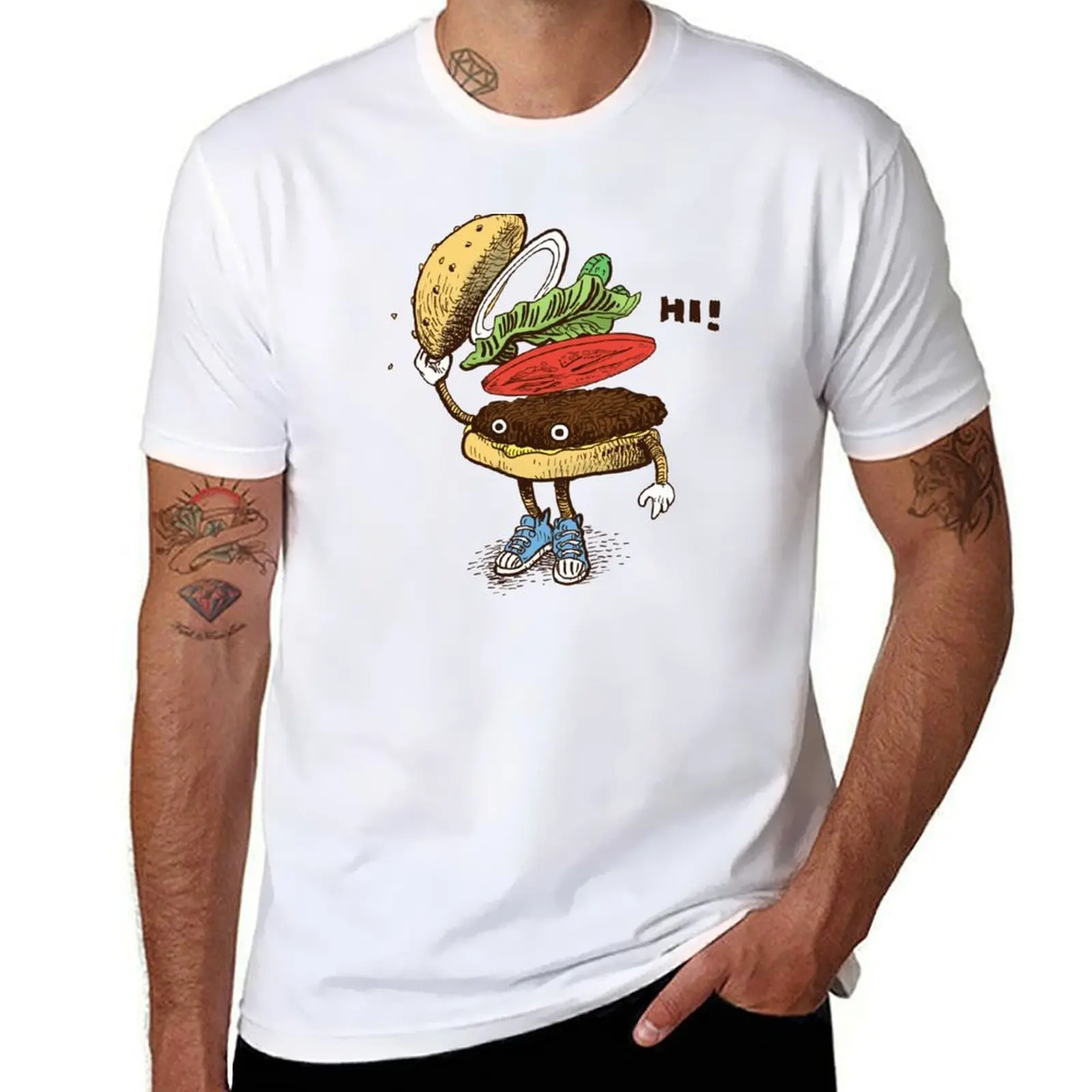 

Burger Greeting T-Shirt man t shirts for men casual cotton t shirt man cotton t shirts man 100% T-Shirt