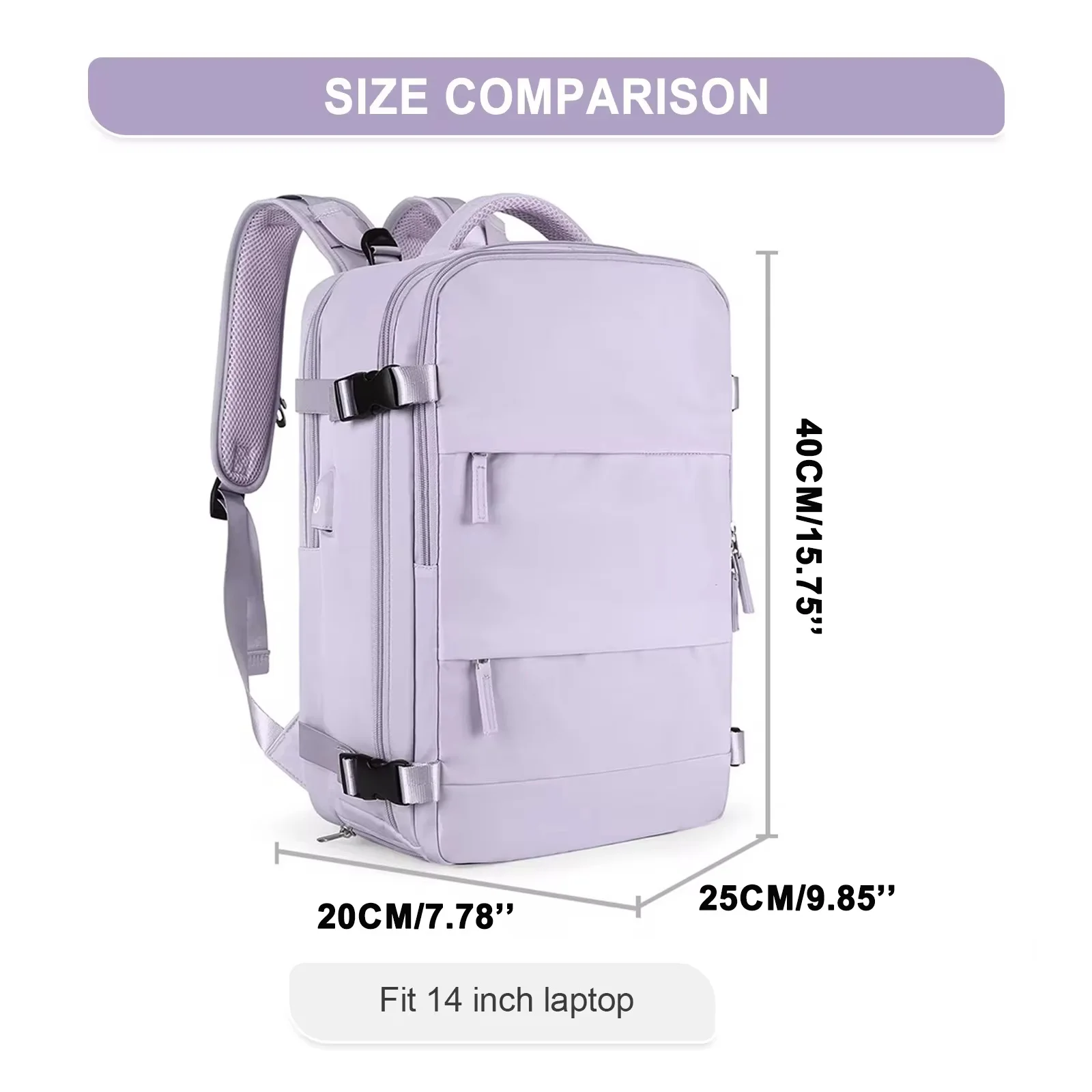 Buylor 40 x 25 x 20 Reiserucksack für Damen, Flugzeug, Kabine, Gepäck, Rucksack, Handgepäck, 14-Zoll-Laptop-Rucksack, lässiger Schulrucksack