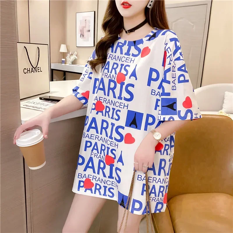 

Summer T Shirt harajuku Short Sleeve Tops t-shirts Casual Loose TShirt Letter Print Tees Women hip hop streetwear