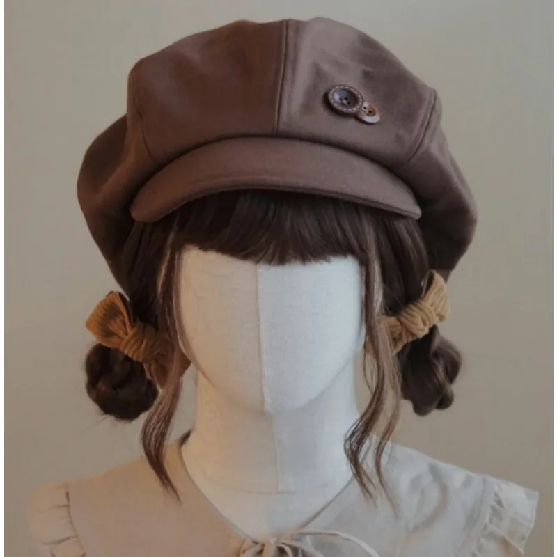 Autumn and winter Milad beret duckbill cap for women Japanese retro style face enhancing big head circumference warm newsboy hat