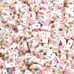 20/50/100pcs Cartoon Unicorn Beads Polymer Clay Spacer Beads For Diy Phone Chain Bracelet Necklace Jewelry Making Accessories