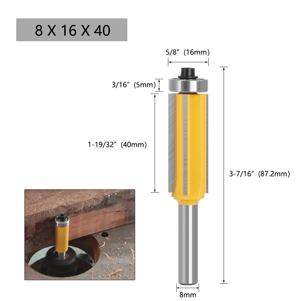 AURWOF 1 Stück 8 mm Schaft-Fräser mit 4 Nuten, Holzfräser für die Holzbearbeitung, 14–16 mm, C08023 – Detail 9