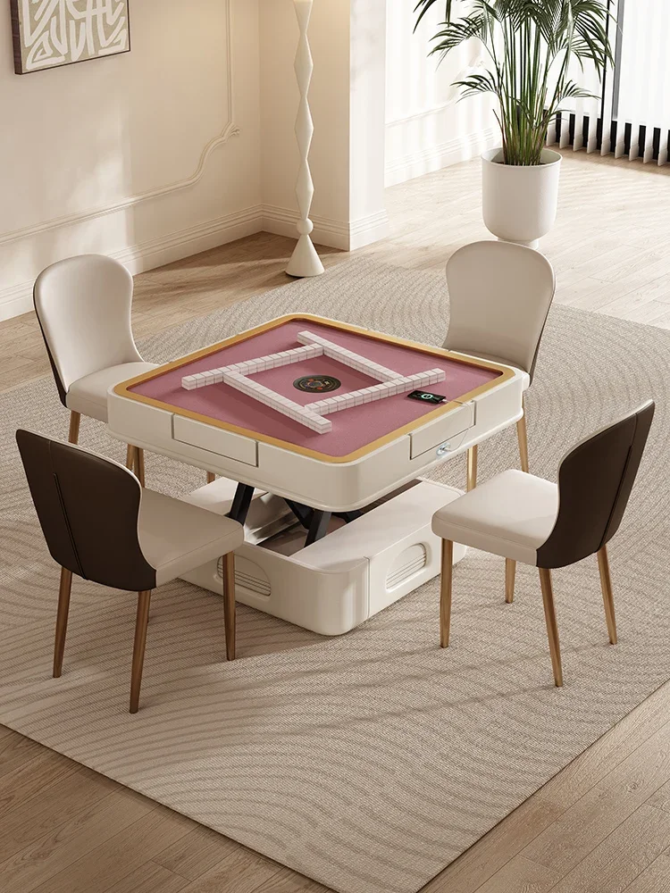Cream style mahjong table machine automatic multi-function lifting coffee table dining table integrated dual-purpose living room