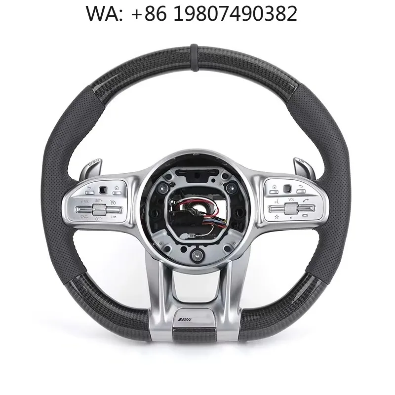 

Custom Black Leather Carbon Fiber Sport Steering Wheel Fit E-Class W213 W212 W176 W221 W222 C292 GLE W166 E53