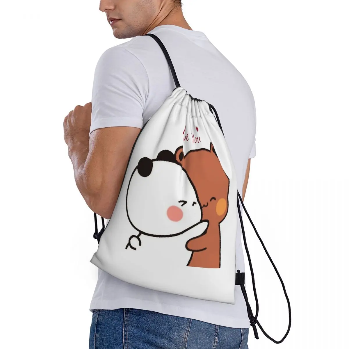 

Bubu Dudu Panda And Brownie Bear Couple Backpacks Fashion Drawstring Bags Storage Bag Book Bags for Travel School