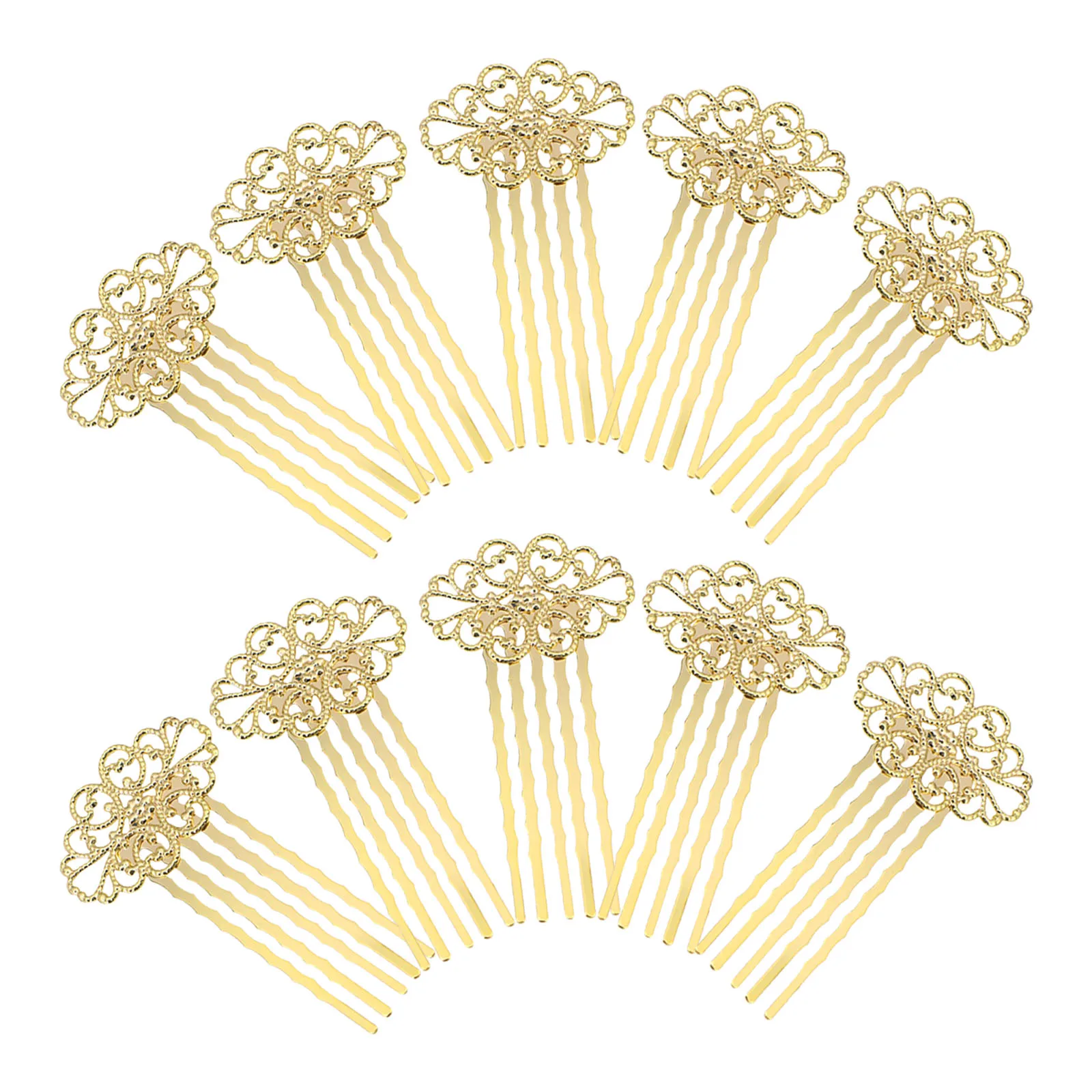 

10pcs Five-Tooth Comb Vintage Side Combs For Women Bridal Flower Ornament Wedding Headdress Inserted Hair Comb Women'S Hair