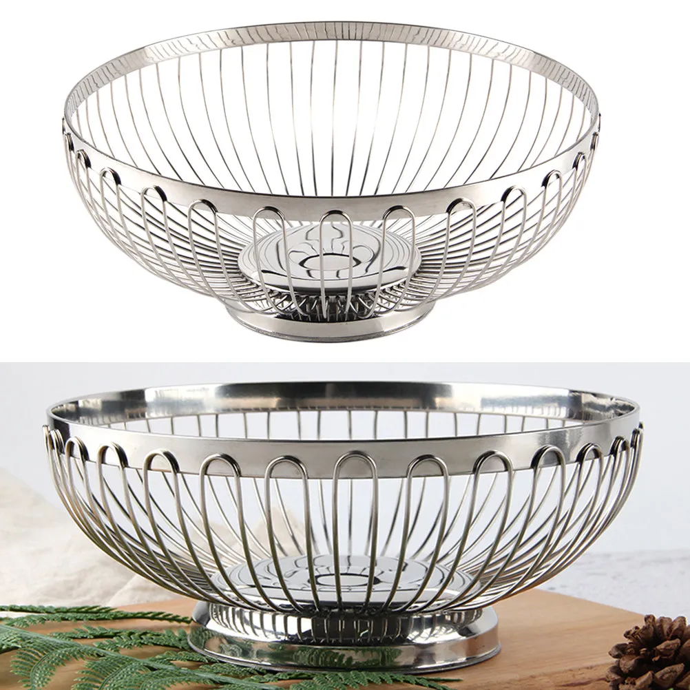 Multifunctional Kitchen Fruit Basket Size 2 Stainless Steel European Style Fresh Vegetable Container Hollow-Out Washing Tray